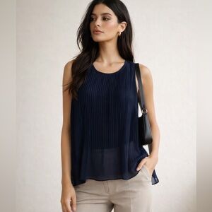 ZARA Pleated Chiffon Tank Top Sheer Flowing Layered – XS